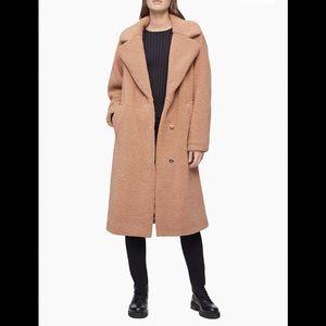 NWT Calvin Klein Oversized Plaid Wool Coat Medium